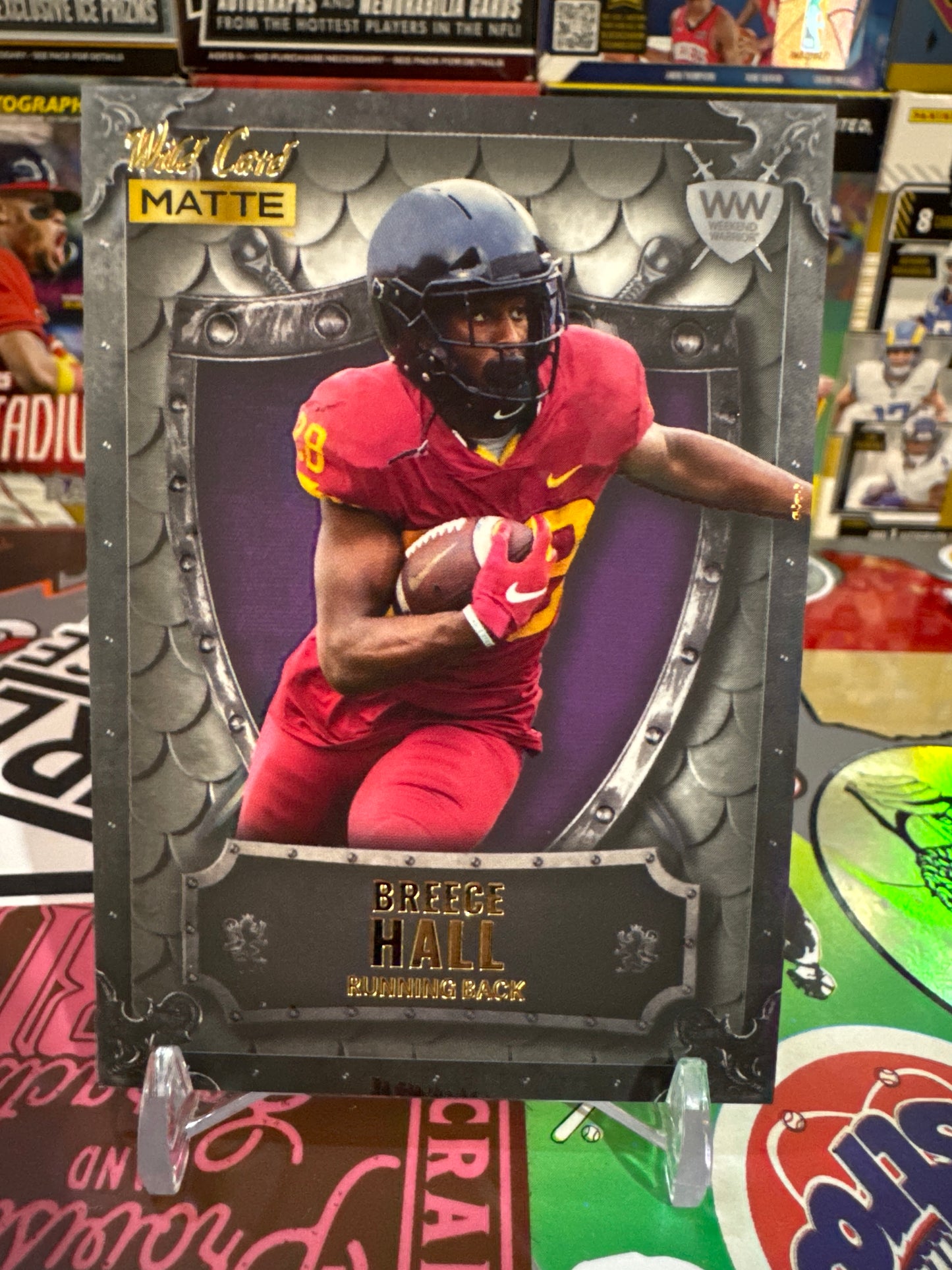 2022 Wild Card Matte Weekend Warrior Gold/Silver/Red #WW-4 Breece Hall