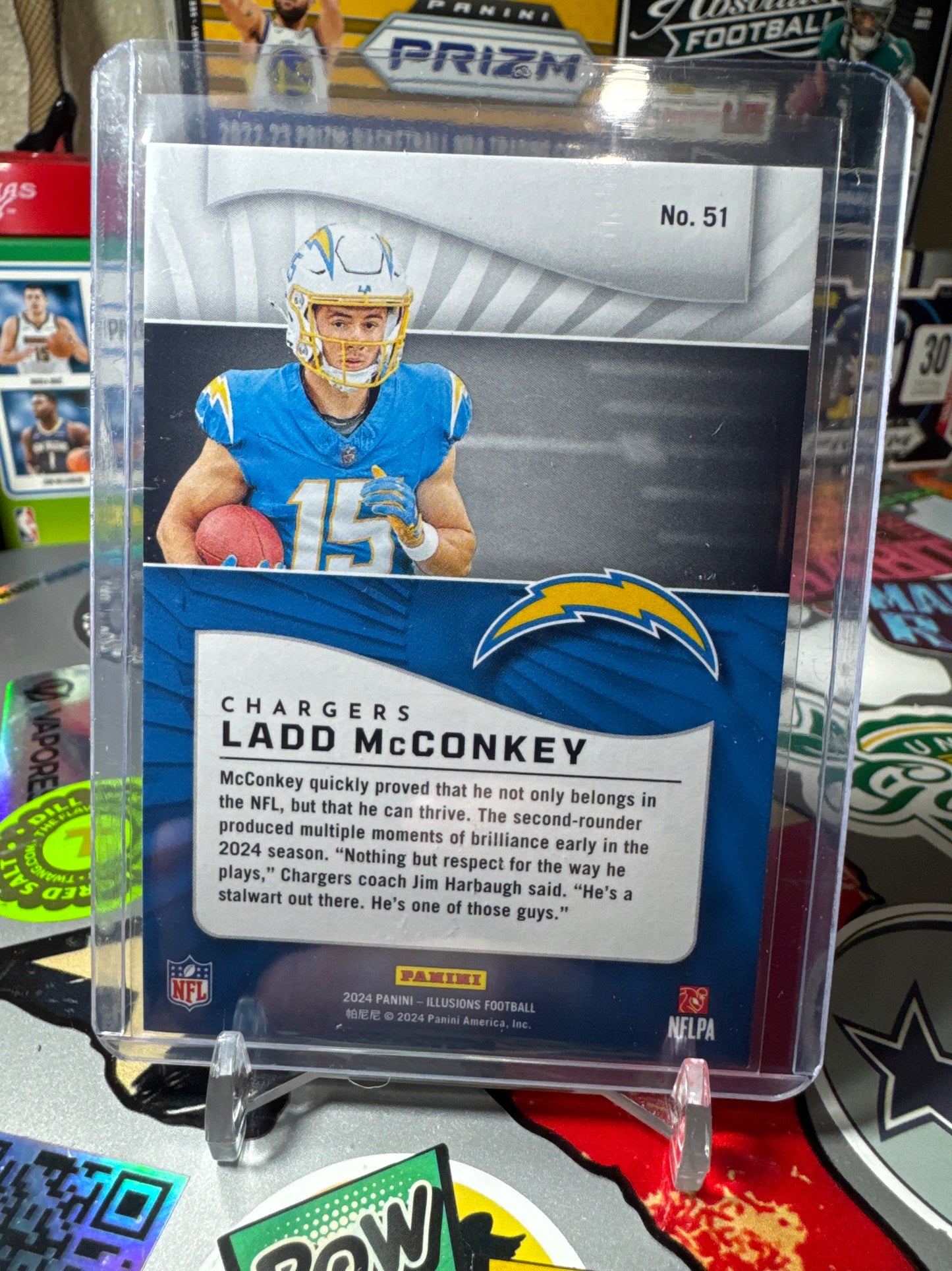 2024 Panini Illusions #51 Ladd McConkey RC- Trophy Collection Emerald Green Parallel