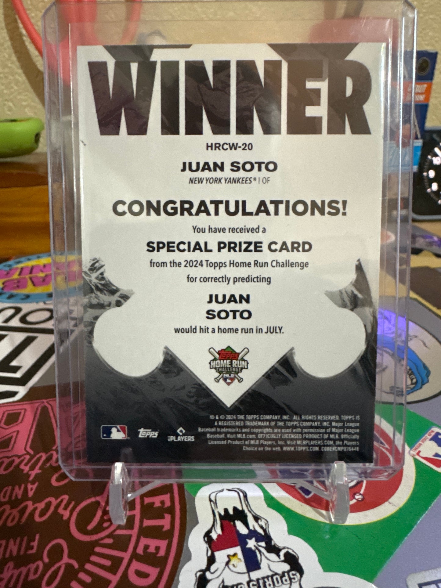 2024 Topps Home Run Challenge Winner #HRCW-20 Juan Soto- Foil Parallel- Numbered 886/923