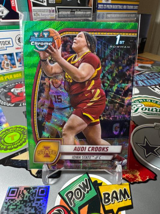 2024 Bowman U #9 Audi Crooks- 1’st Bowman-Green Wave Parallel. Numbered 44/85. RARE