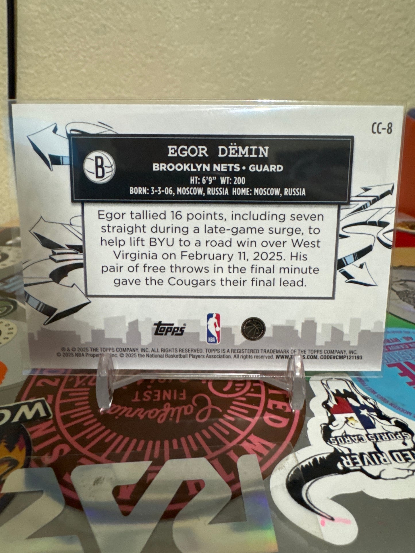 2025 Topps Clutch City #CC-8 Egor Demin RC