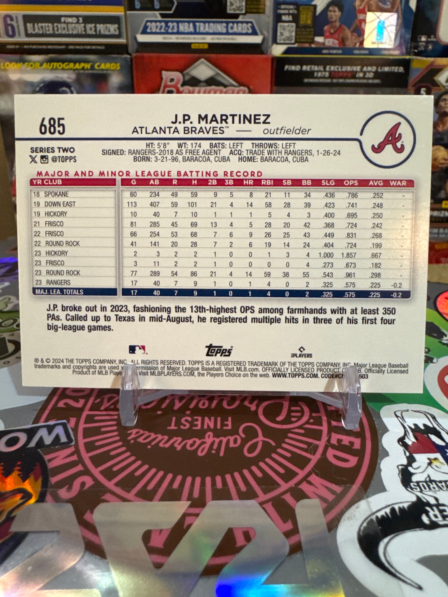 2024 Topps Series 2 #685 J.P. Martinez- Holiday Foil Parallel RC