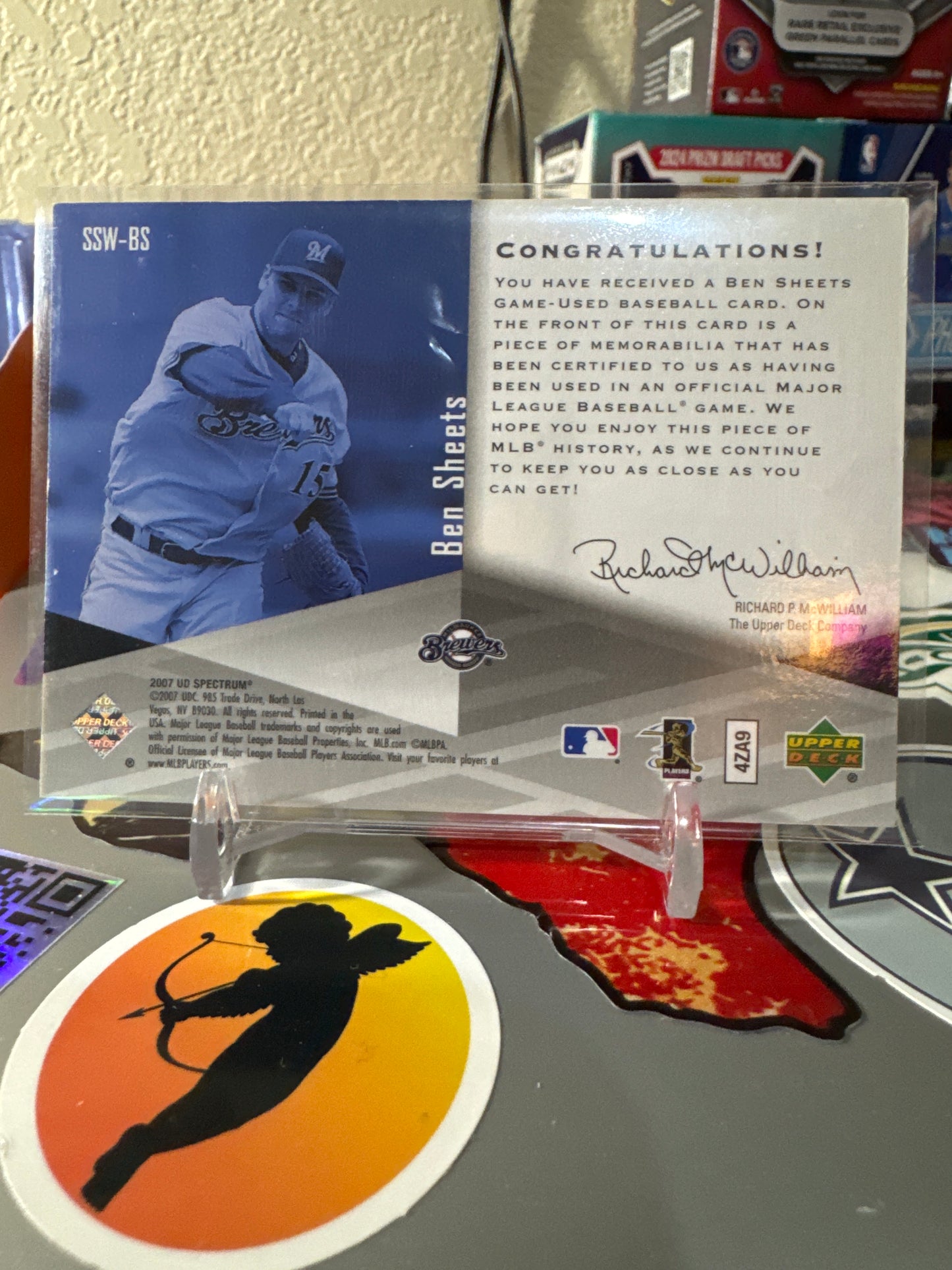 2007 Upper Deck Spectrum Swatches #SSW-BS Ben Sheets- Game Used Patch- Numbered 110/199