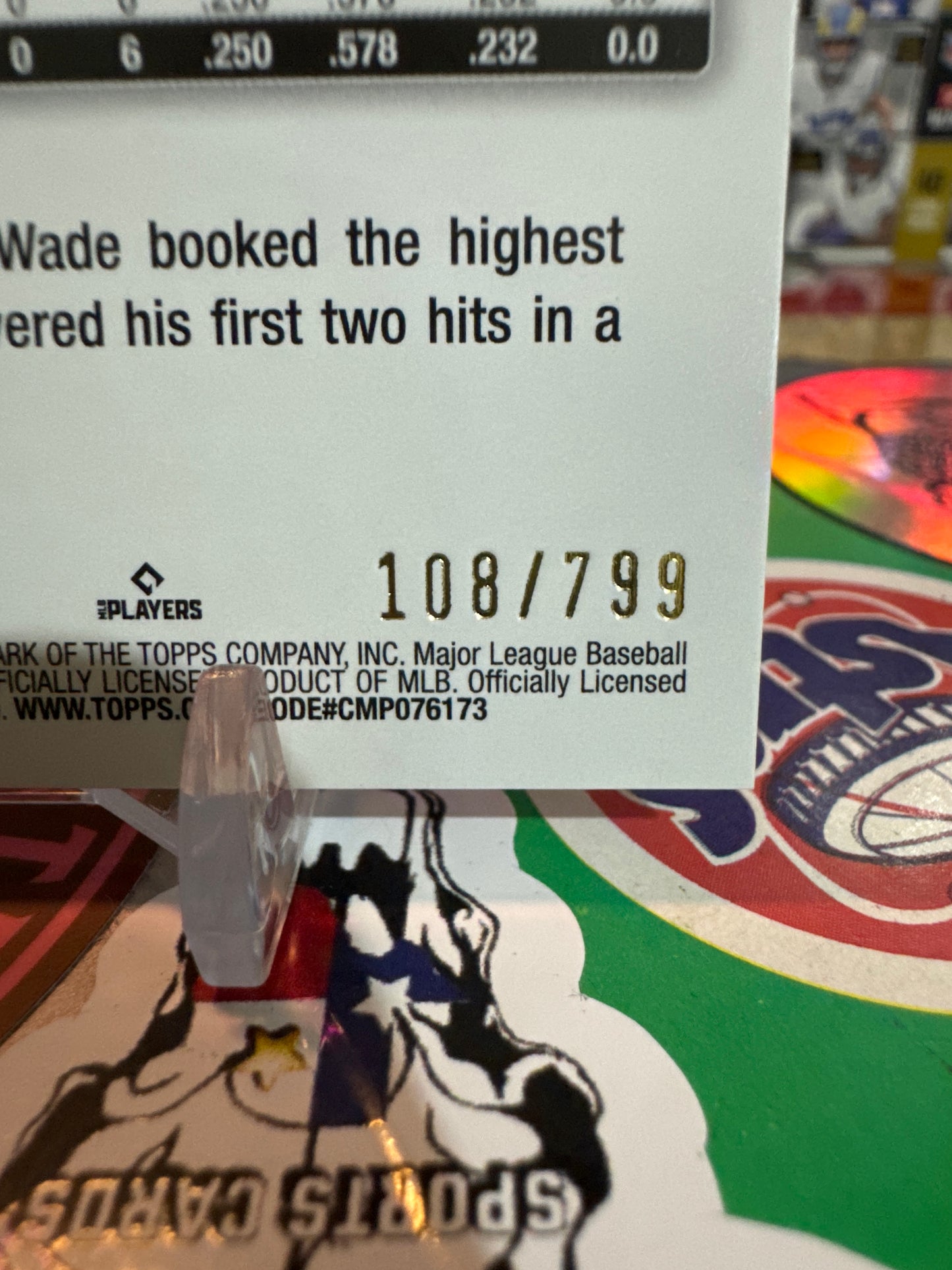 2024 Topps Series 2 #458 Wade Meckler. Purple Foil Shimmer. Numbered 108/799