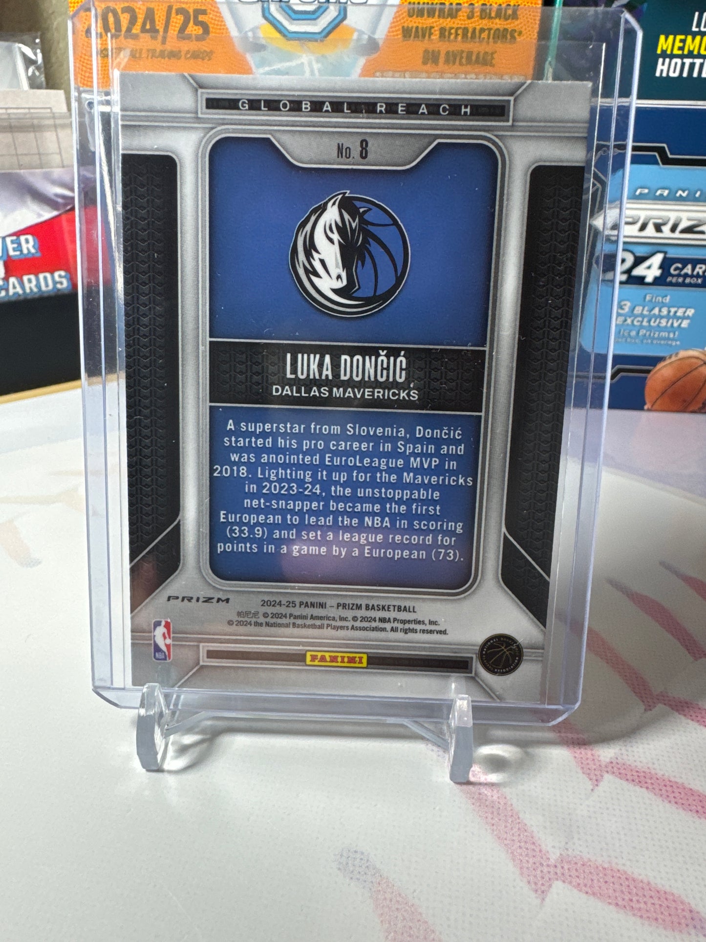 2024 Panini Prizm Global Reach #8 Luka Doncic- Green Holo Parallel