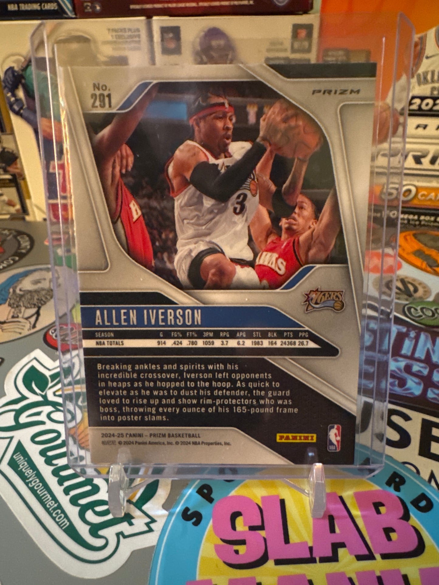 2024 Panini Prizm #291 Allen Iverson- Pink Cracked Ice Parallel