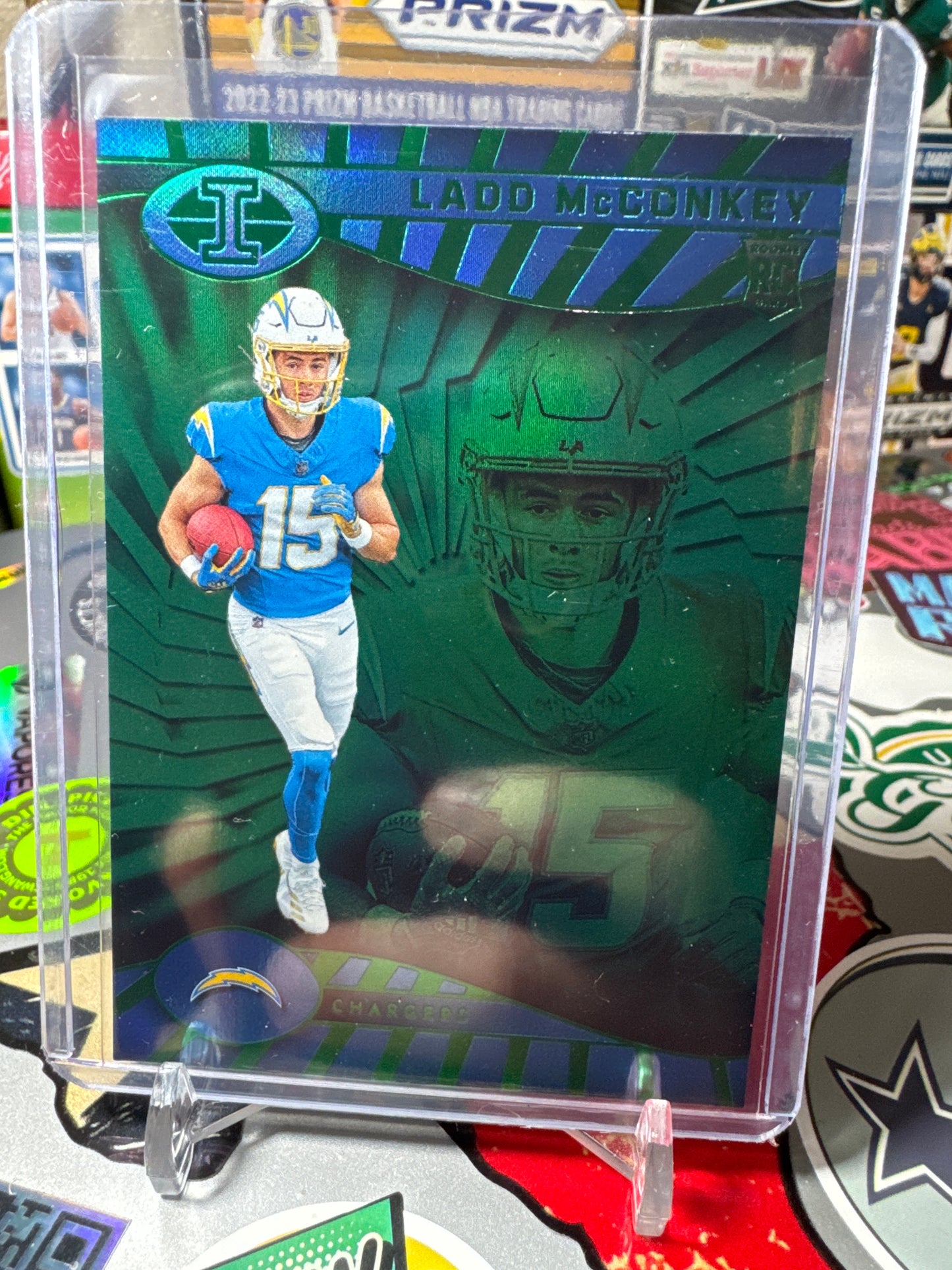 2024 Panini Illusions #51 Ladd McConkey RC- Trophy Collection Emerald Green Parallel