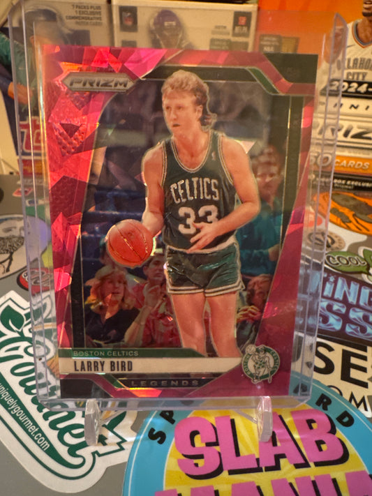 2024 Panini Prizm #299 Larry Bird- Pink Cracked Ice Parallel