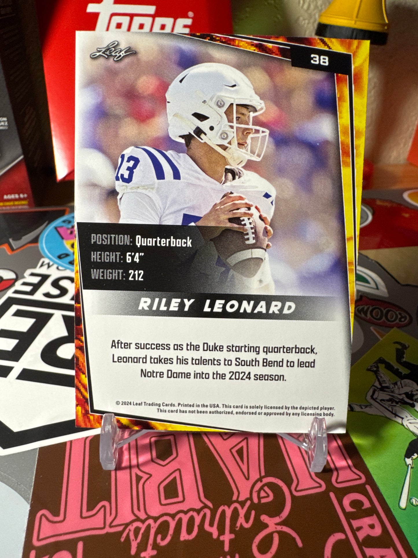 2024 Leaf Football #38 Riley Leonard- Blue Parallel