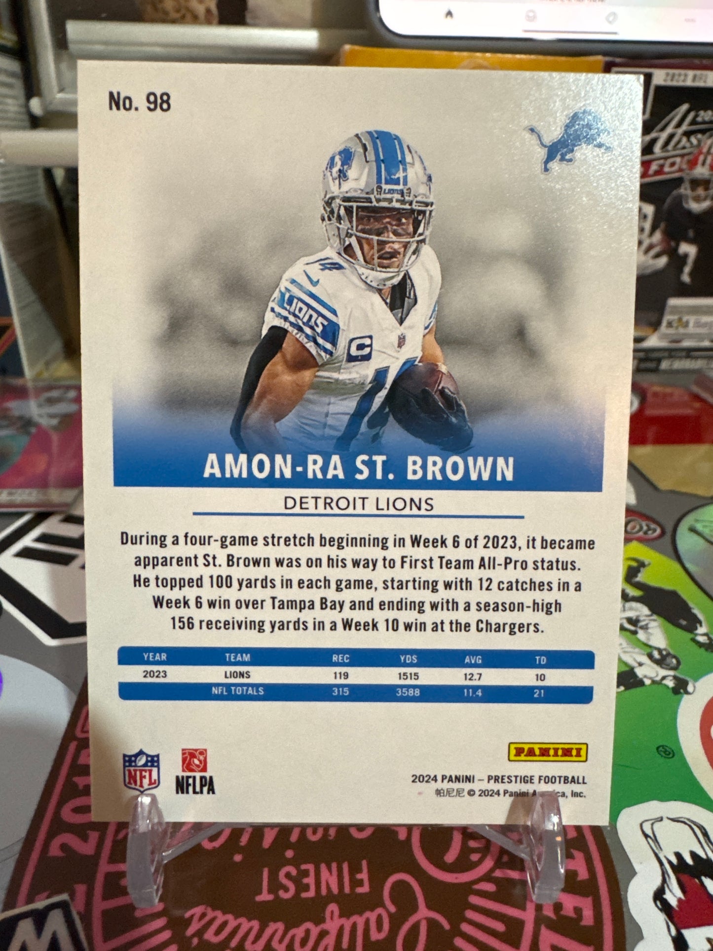2024 Panini Prestige #98 Amon-Ra ST. Brown Xtra points Diamonds Parallel