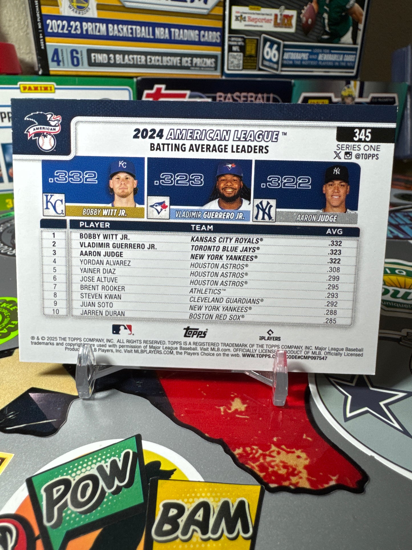 2025 Topps Series One #345 Aaron Judge/ Bobby Witt Jr./ Vlad Guerrero Jr.
