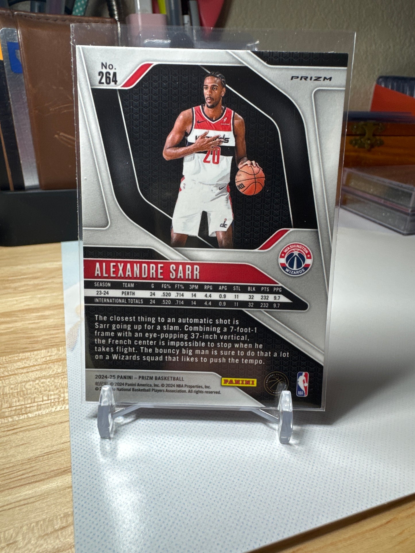 2024 Panini Prizm #264 Alexandre Sarr RC- Pink Cracked Ice Parallel