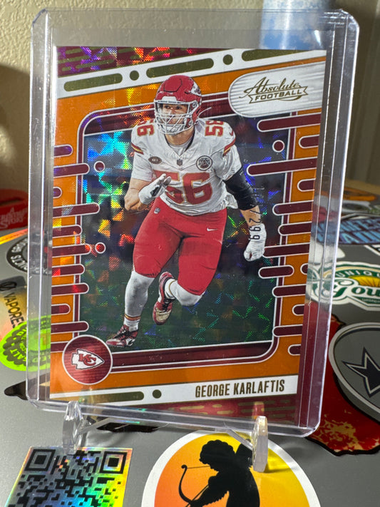 2024 Panini Absolute #53 George Karlaftis- Orange Mosaic Foil Parallel. Numbered 184/299