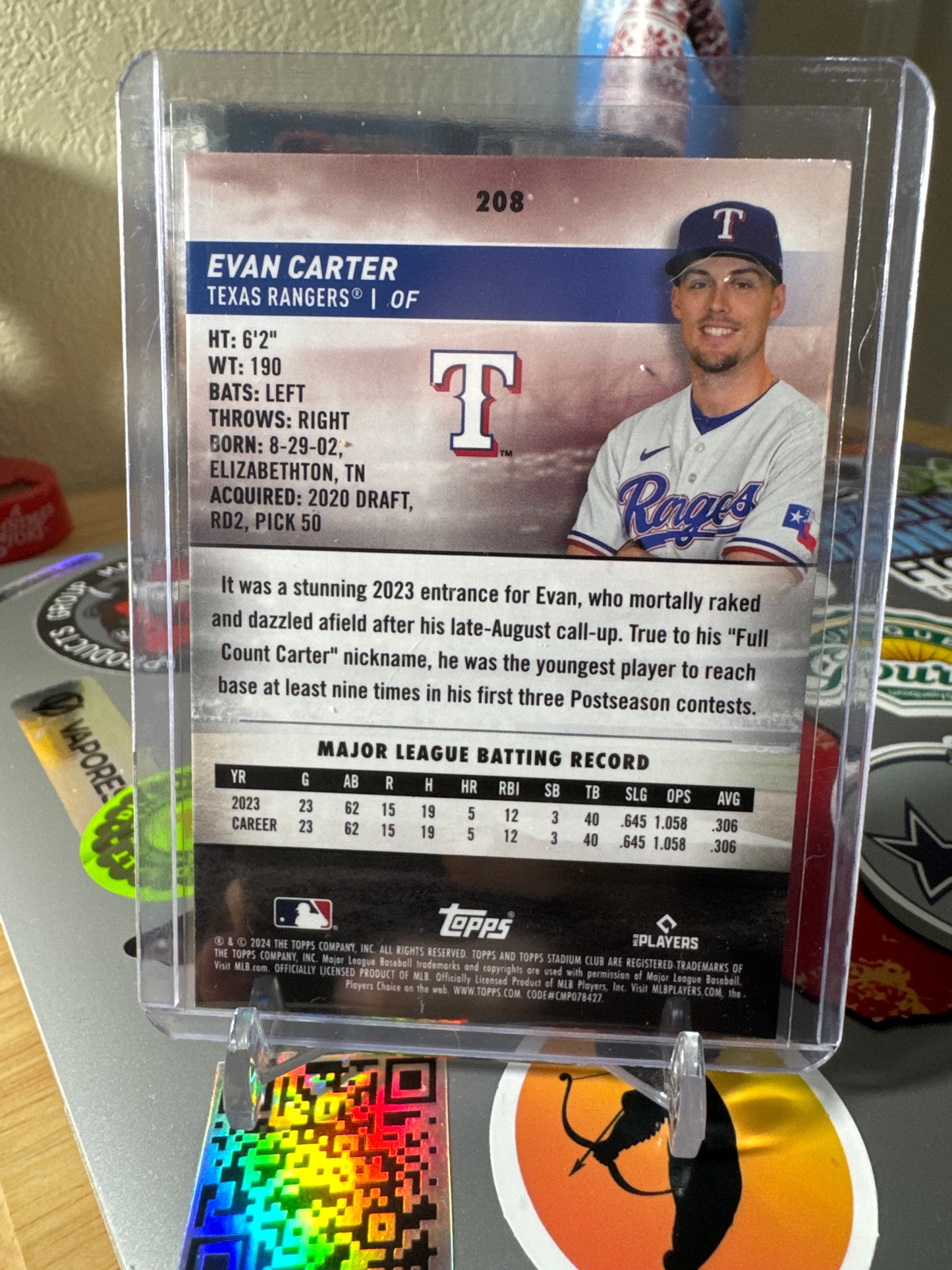 2024 Topps Stadium Club- Club Image Variations #208 Evan Carter RC