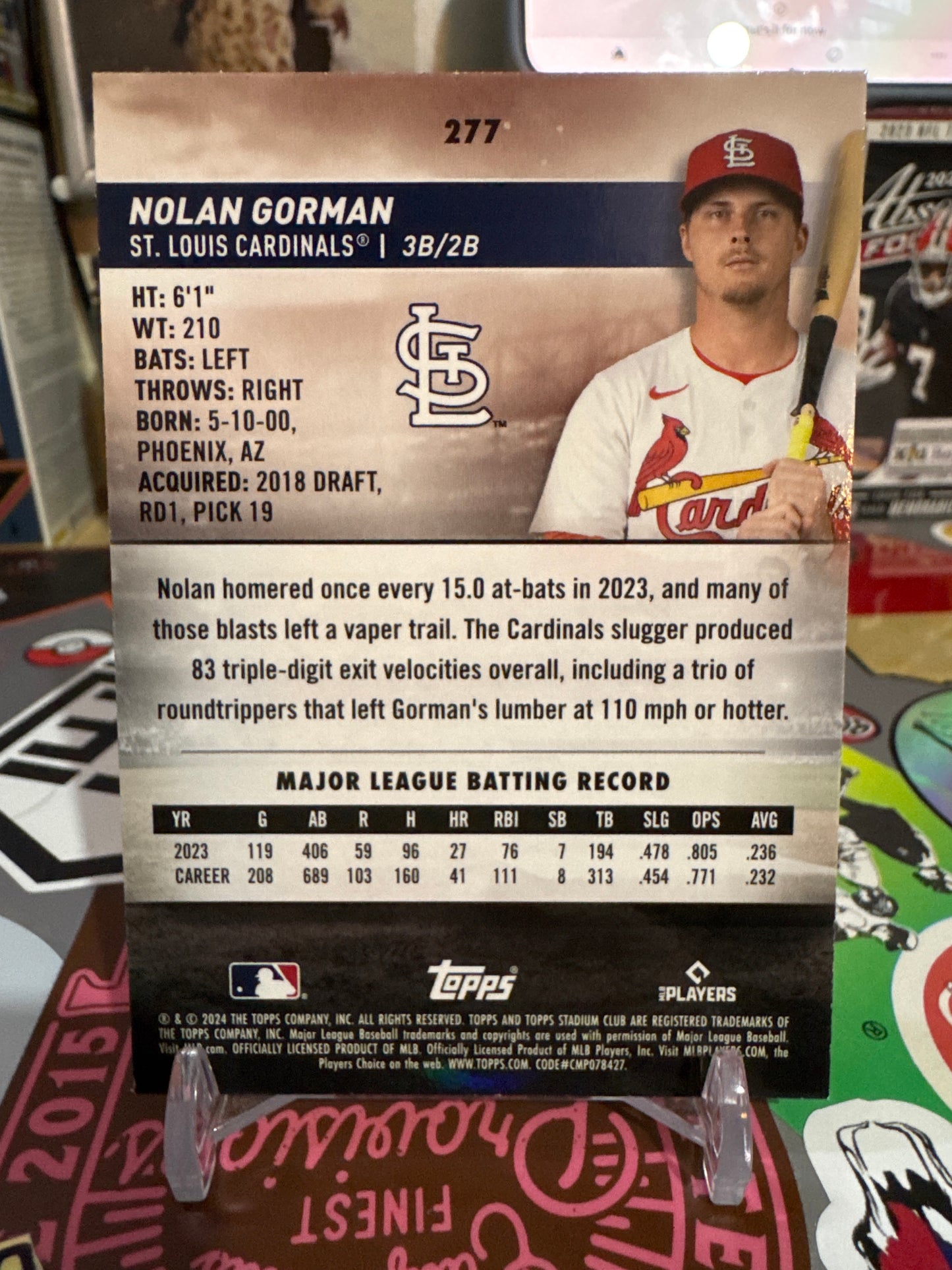 2024 Topps Stadium Club #277 Nolan Gorman- Red Foil Parallel (color match)