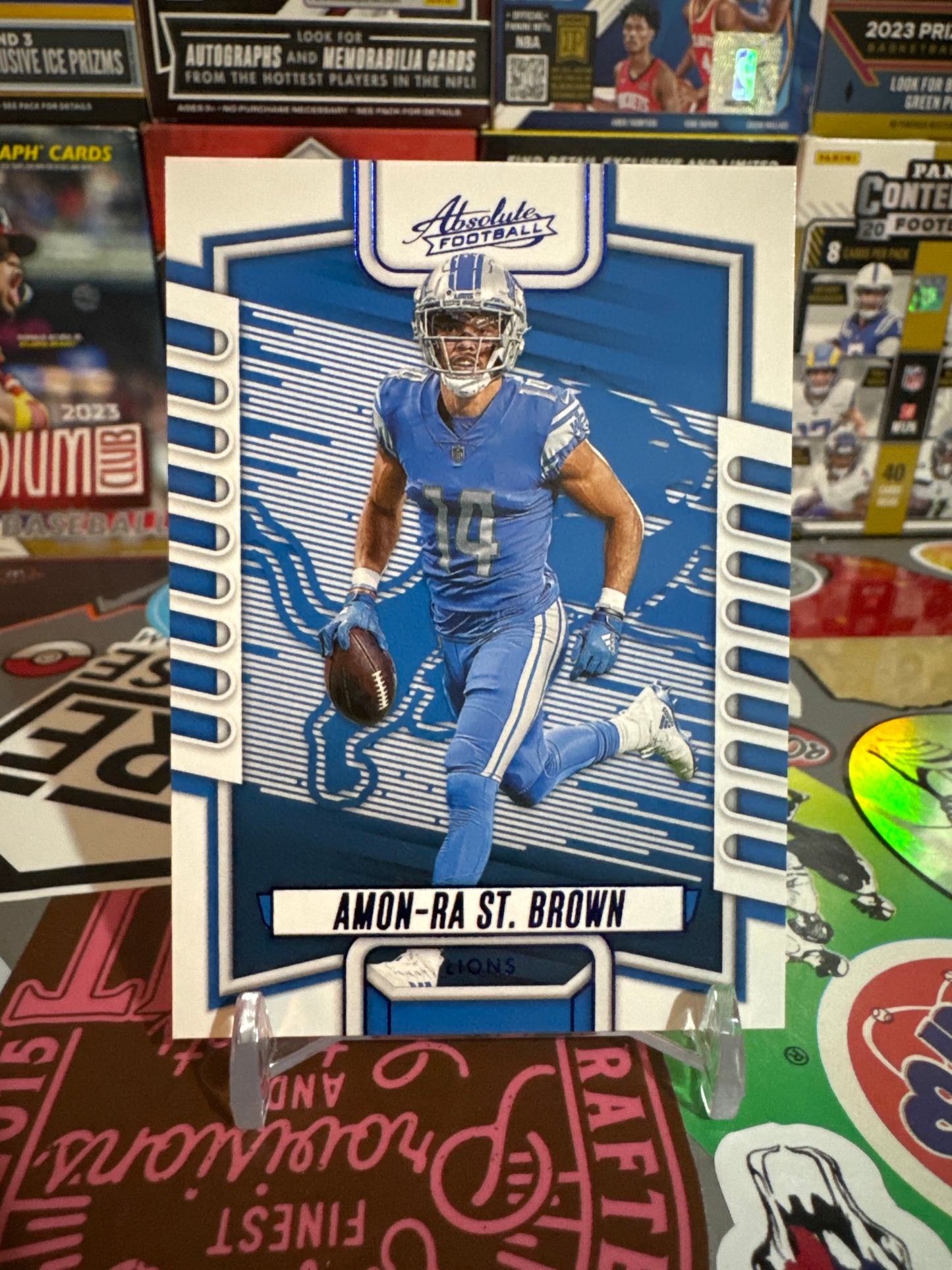 2023 Panini Absolute #94 Amon-Ra St.Brown. Color match Blue Foil Parallel