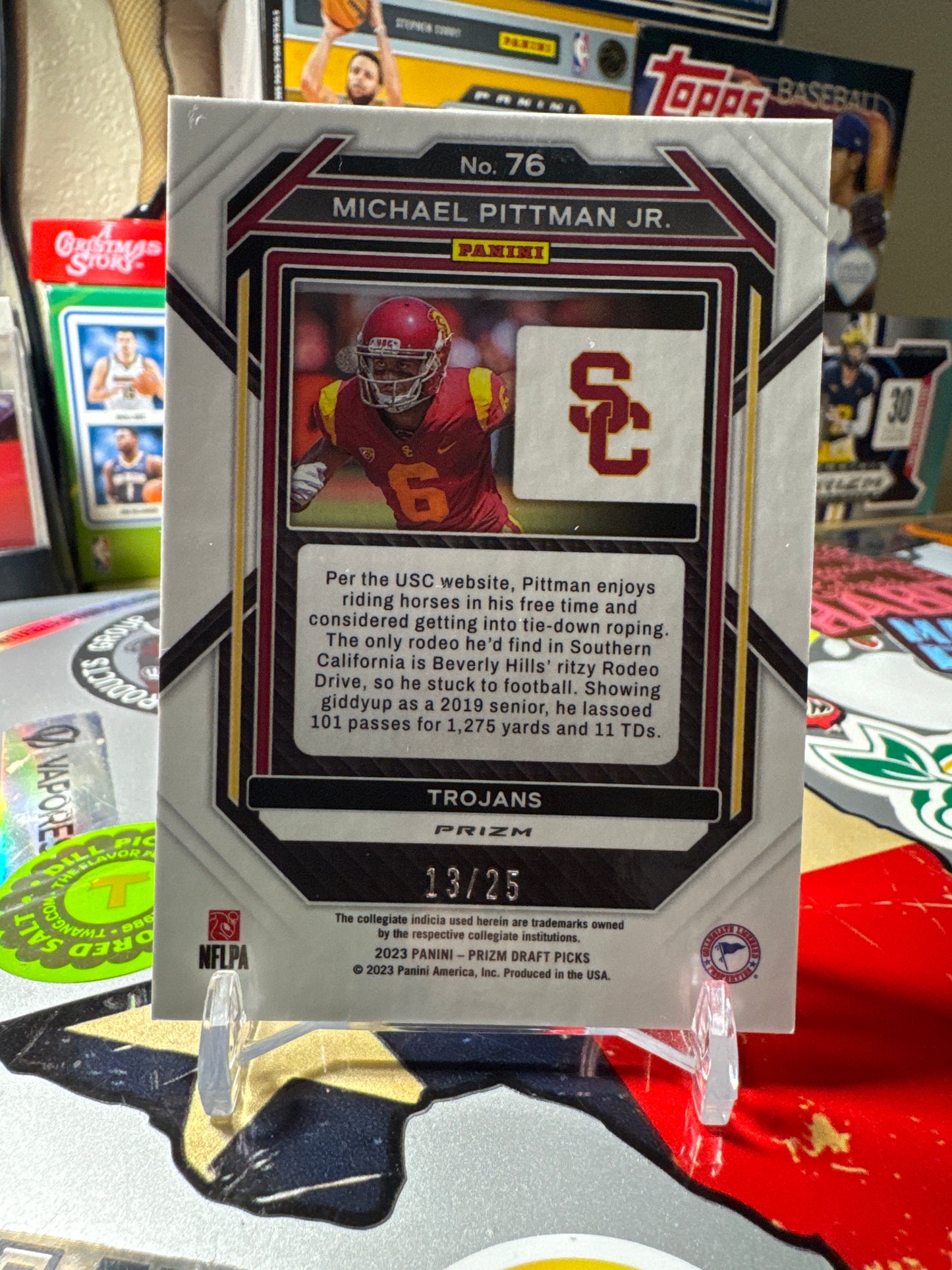 2023 Panini Prizm draft picks #76 Michael Pittman Jr. Green pulsar Prizm. Numbered 13/25