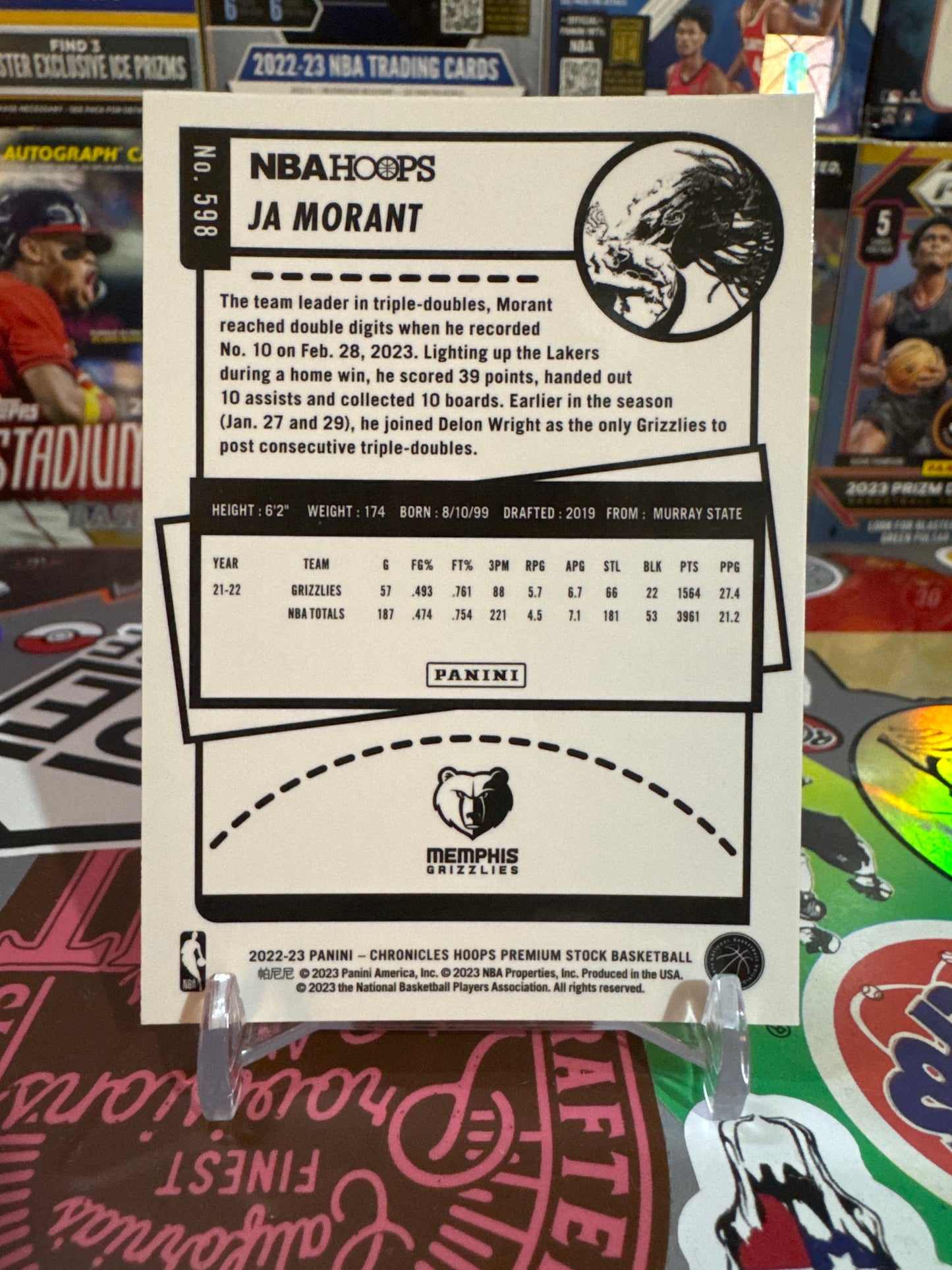 2022 Panini chronicles Hoops premium stock #598 Ja Morant. Silver Parallel
