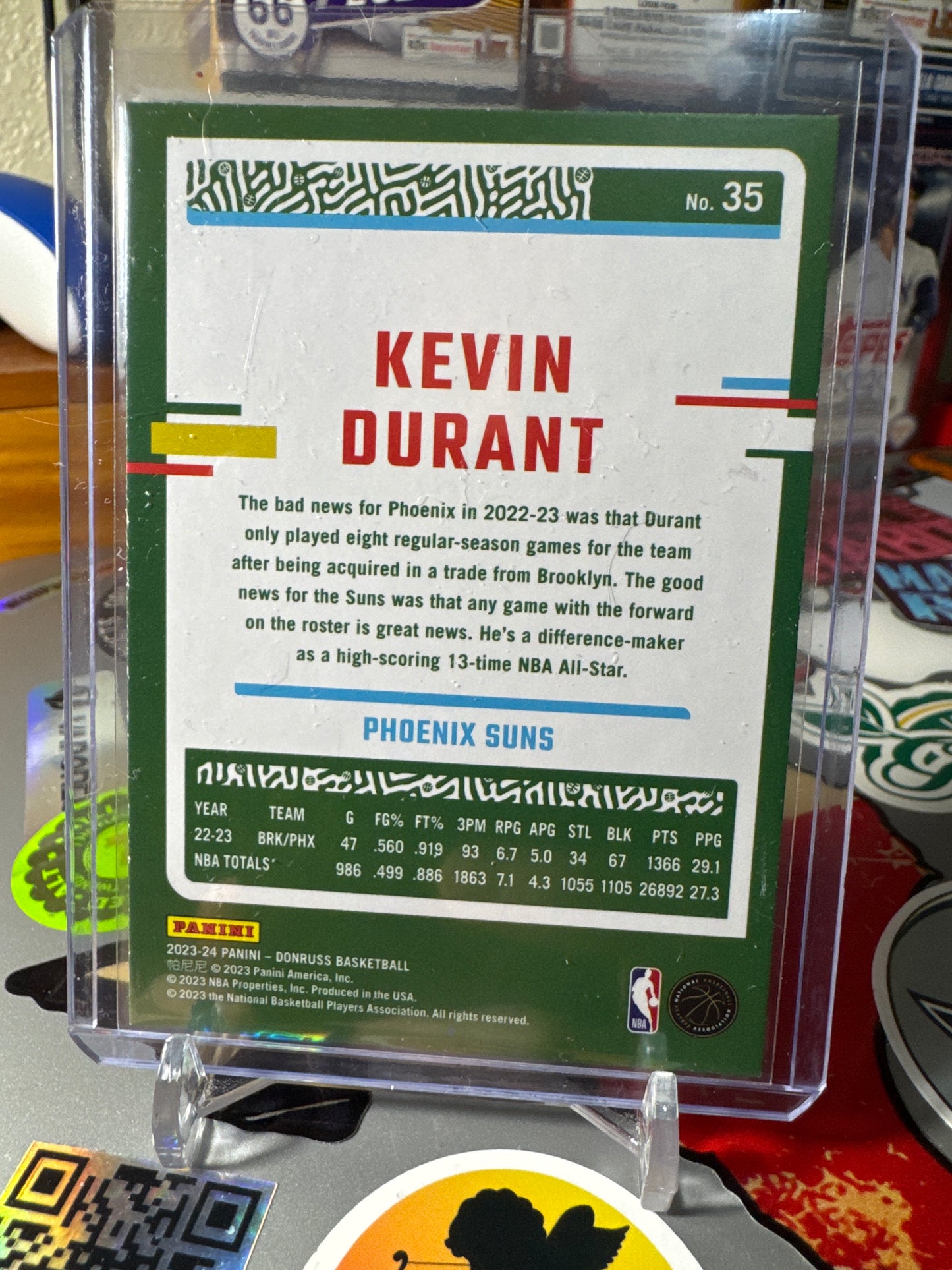 2023 Donruss #35 Kevin Durant- Green Lazer Parallel