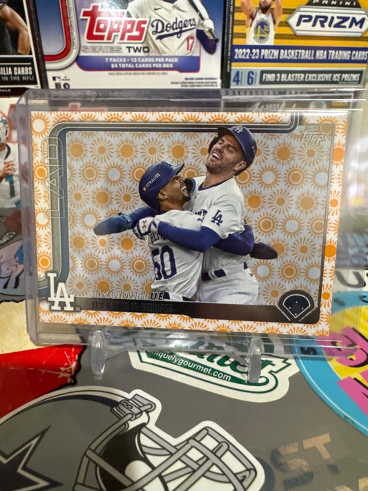 2025 Topps Series 2 Two In Blue #631 Mookie Betts/ Freddie Freeman- Holiday Sun Parallel