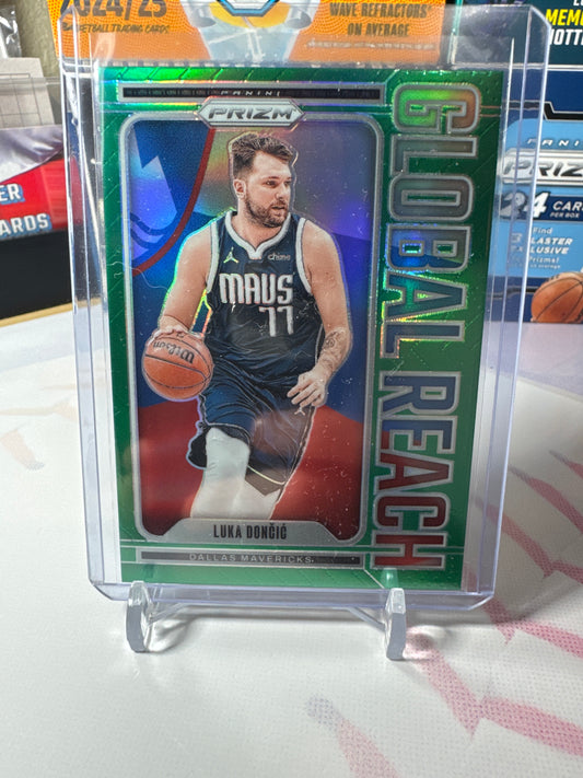 2024 Panini Prizm Global Reach #8 Luka Doncic- Green Holo Parallel