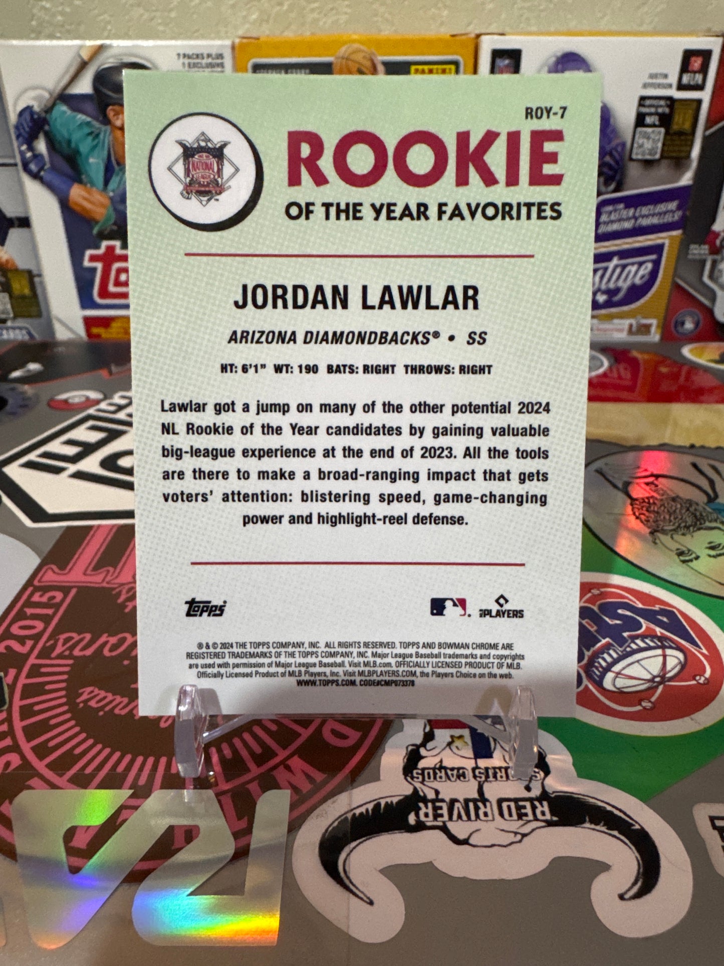 2024 Bowman Rookie of the Year favorites #ROY-7 Jordan Lawlar RC-Mojo Refractor Parallel