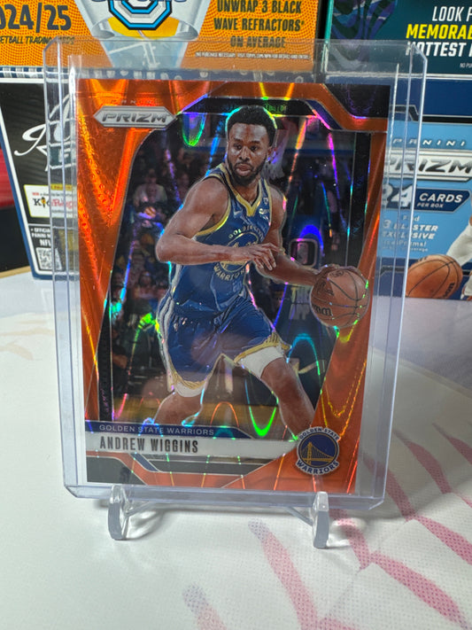 2024 Panini Prizm #19 Andrew Wiggins- Orange Seismic Parallel. Numbered 99/199