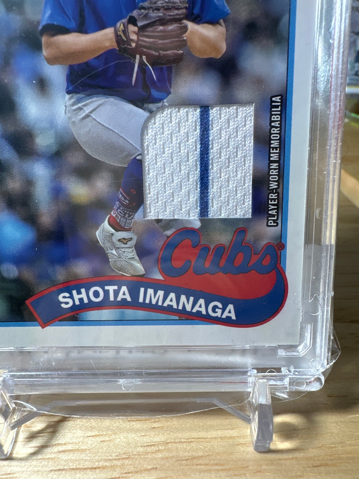 2024 Topps Update 1989 variation #89RU-SI Shota Imanaga RC- Player Worn Relic- Centered Pinstripe.