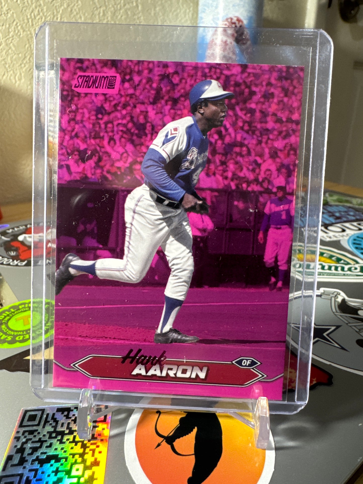 2024 Topps Stadium Club #39 Hank Aaron- Pink Foil Parallel