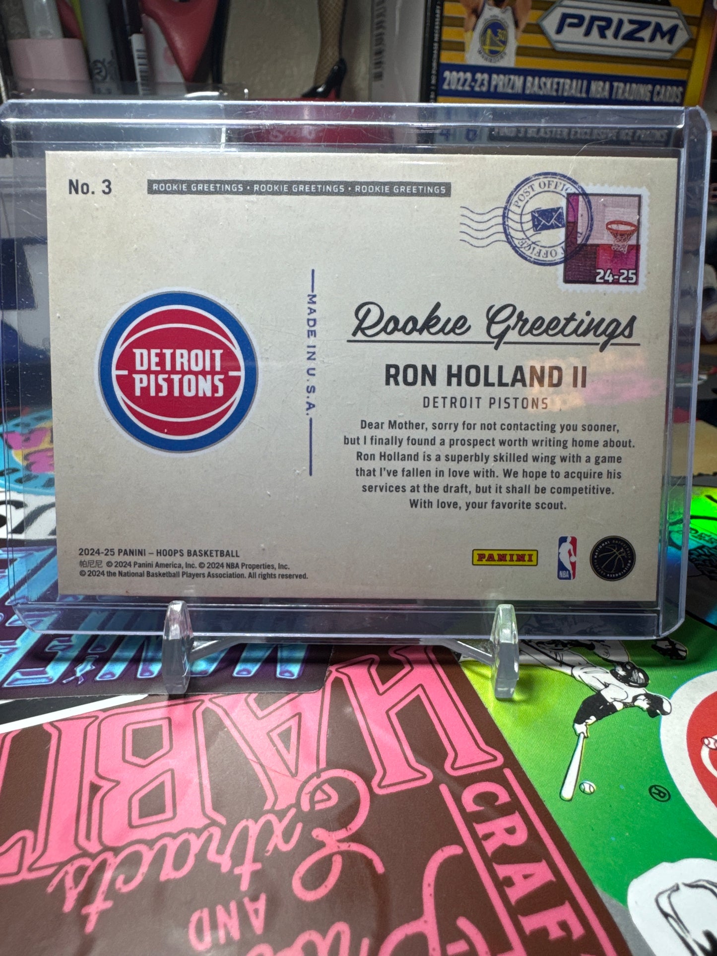 2024 Panini Hoops Rookie Greetings #3 Ron Holland II RC- Winter Patallel