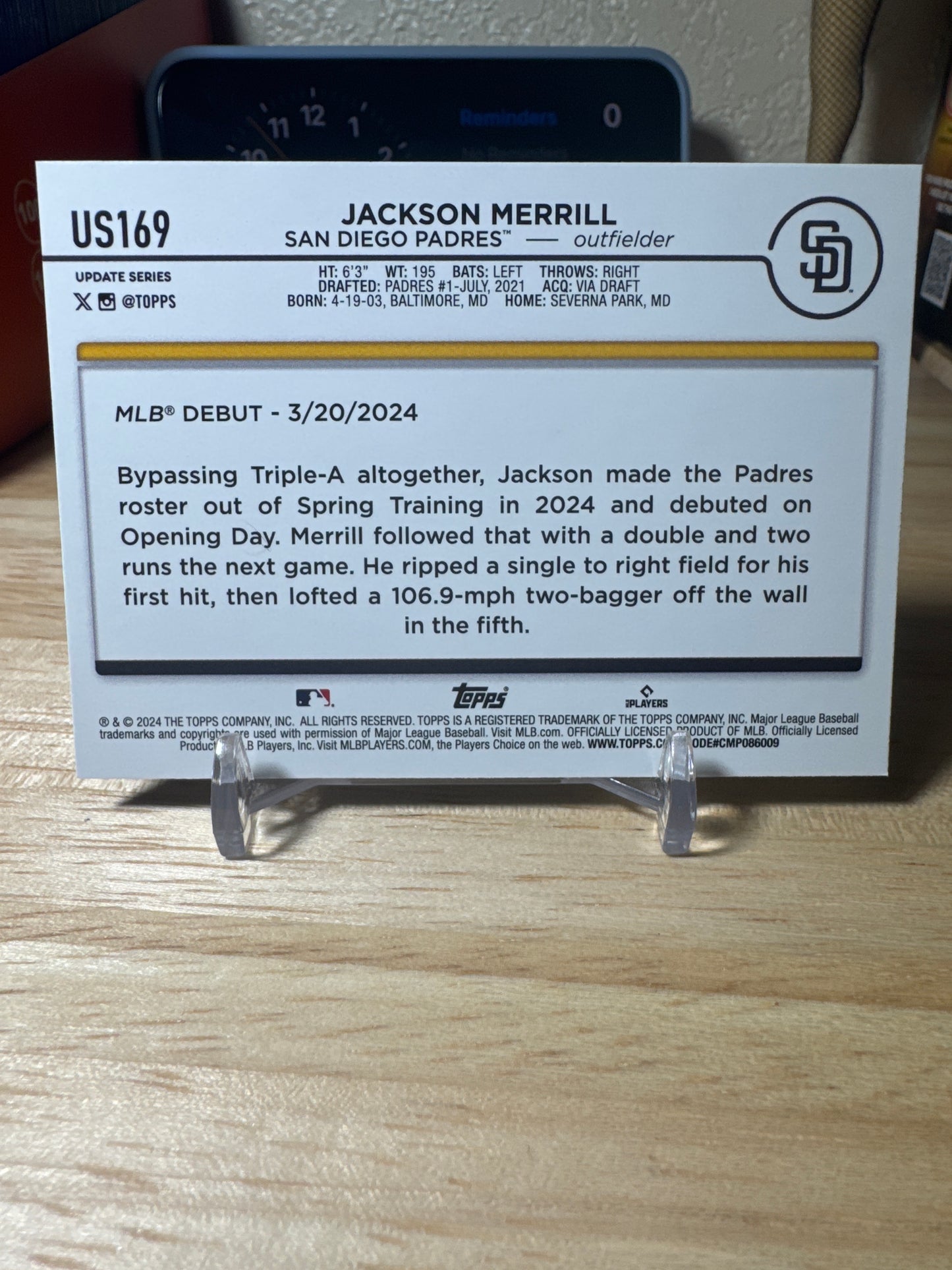 2024 Topps Update #US169 Jackson Merrill RC