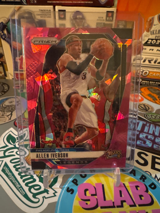 2024 Panini Prizm #291 Allen Iverson- Pink Cracked Ice Parallel
