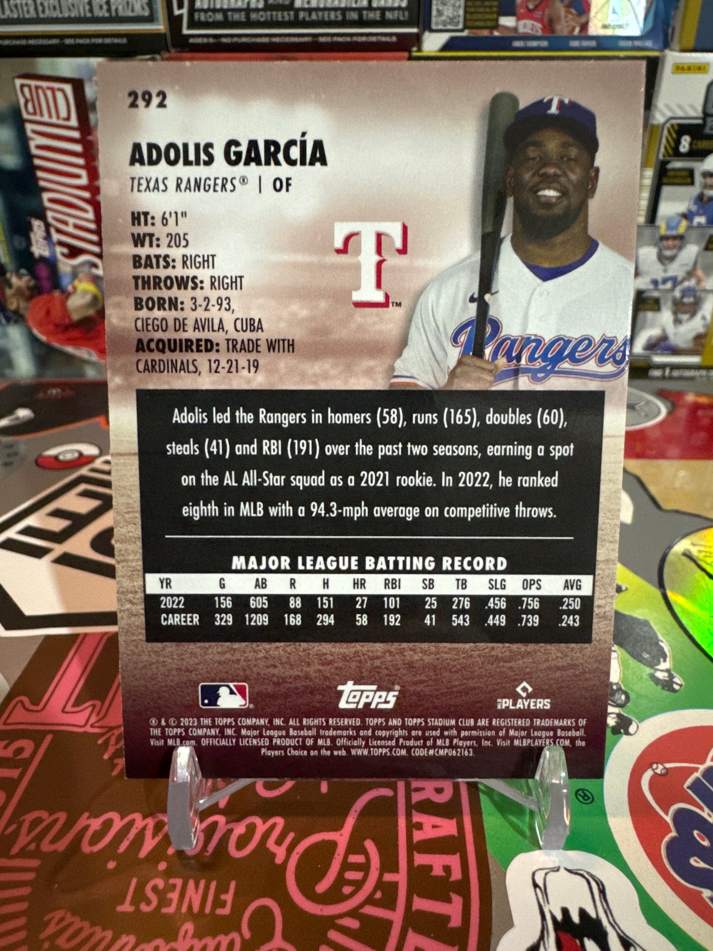 2023 Topps Stadium Club #292 Adolis Garcia. Texas Rangers