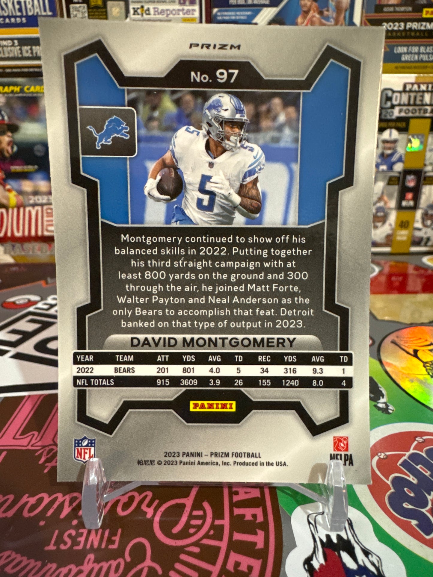 2023 Panini Prizm #97 David Montgomery- Green Parallel