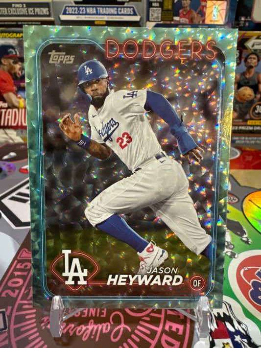 2024 Topps Baseball Series 2 #366 Jason Heyward- Aqua Foil. Numbered 275/399