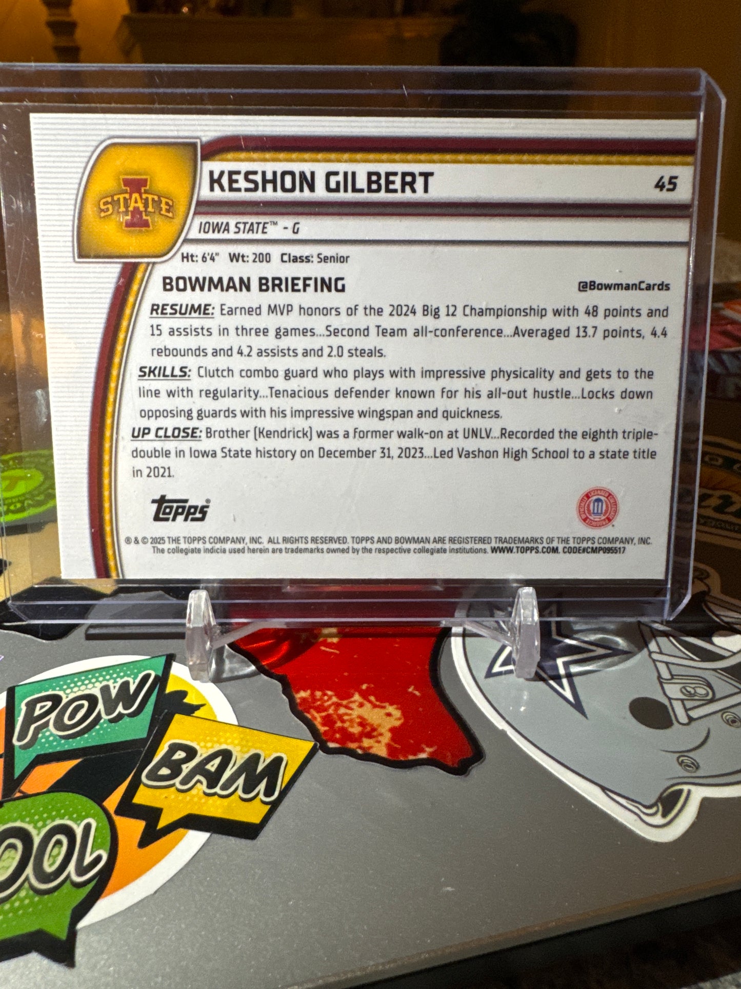 2024 Topps Bowman U #45 Keshon Gilbert- 1’st Bowman Black Wave Parallel