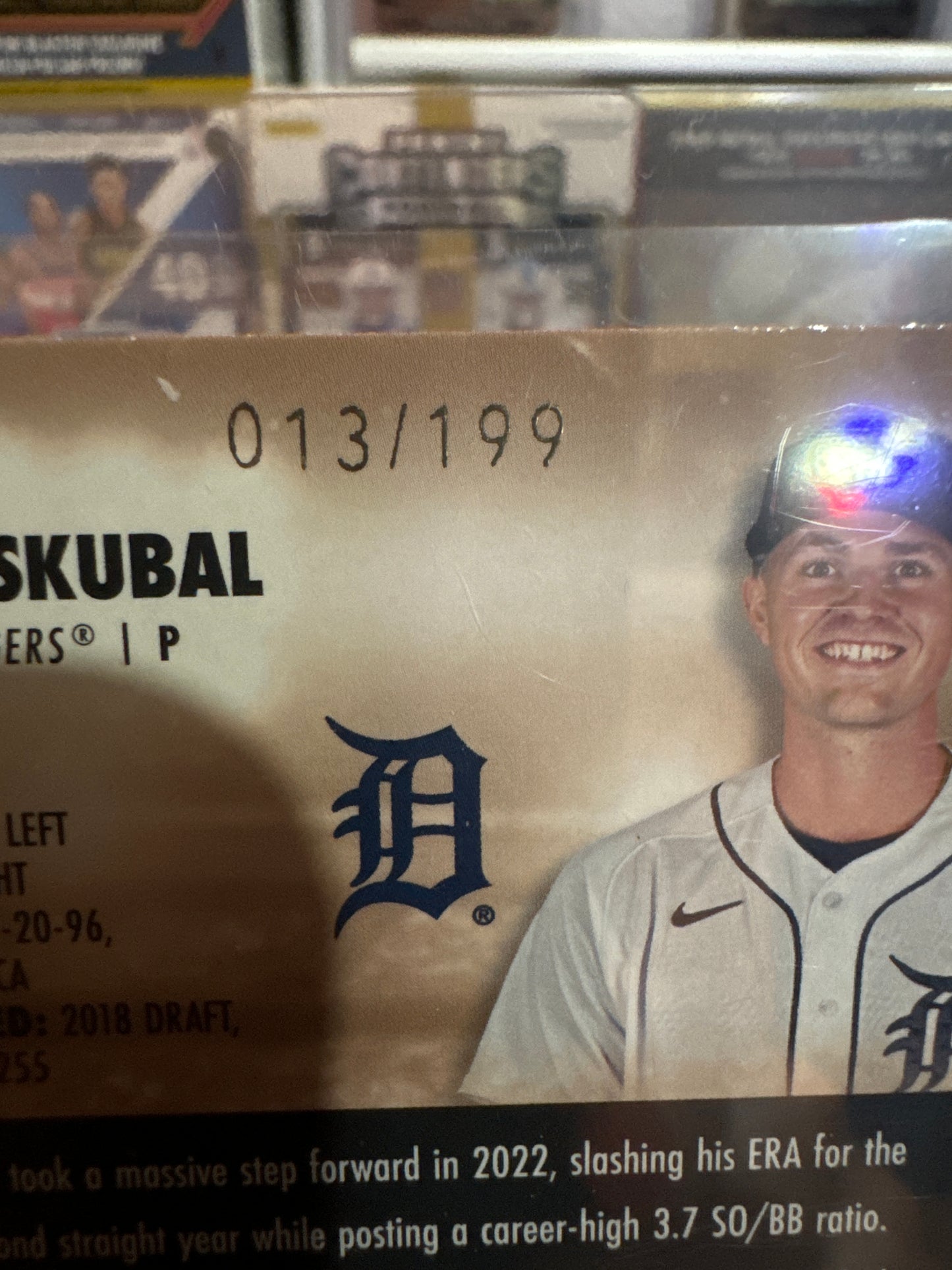 2023 Topps Stadium Club #114 Tarik Skubal- Orange Foil. Number 13/199