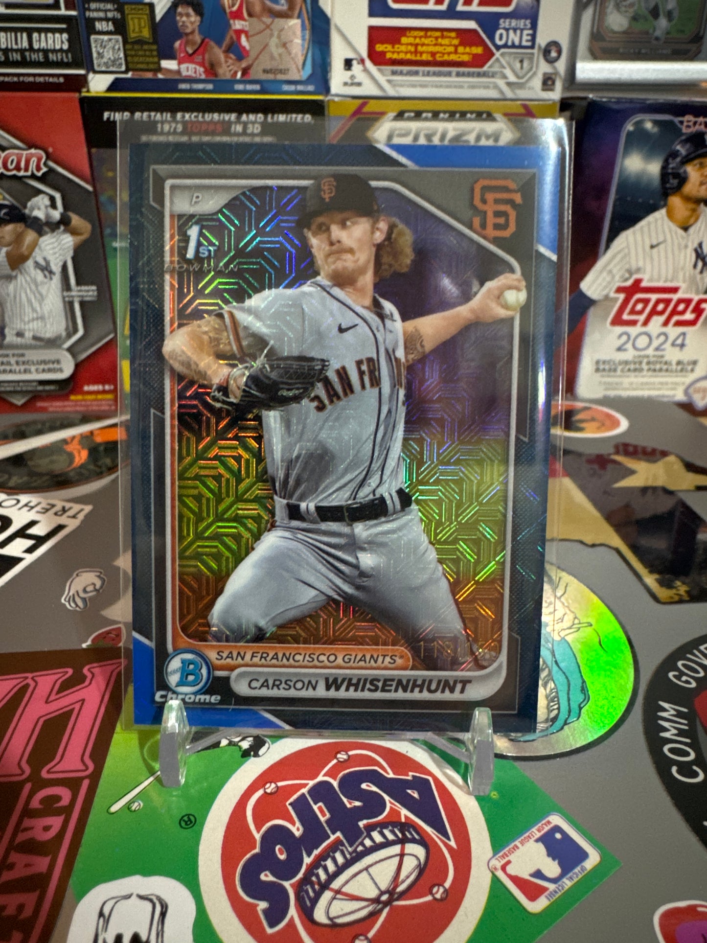 2024 Bowman Bowman Chrome prospects #BCP-96 Carson Whisenhunt 1st Bowman. Blue Shimmer Refractor Numbered. 118/150