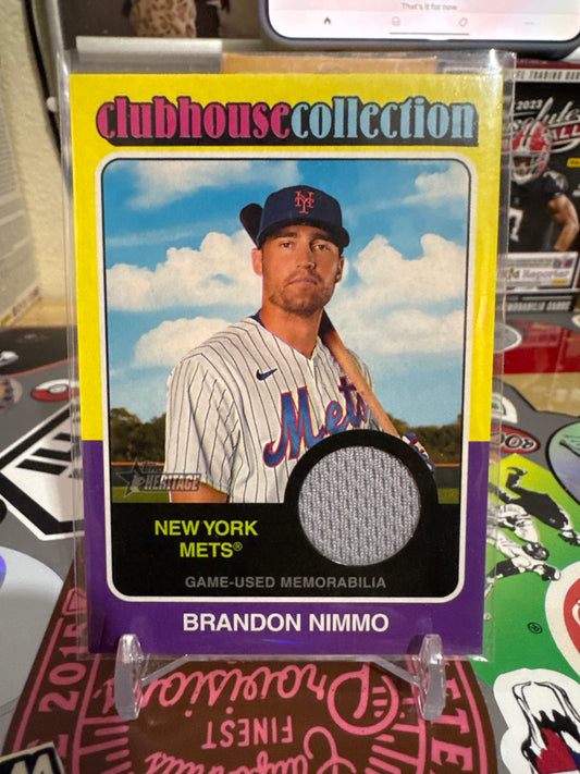 2024 Topps Heritage Clubhouse collection Relics #CCR-BN Brandon Nimmo Game used Memorabilia.