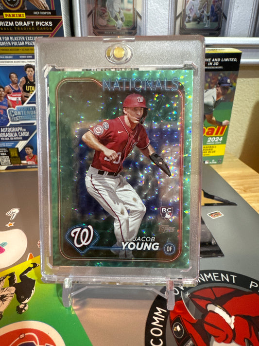 2024 Topps base set Series 2 #397 Jacob Young. Aqua Foil. Numbered 199/399