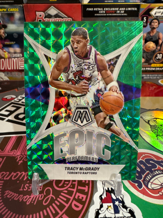 2023 Panini Mosaic Epic Performers #7 Tracy McGrady- Green Mosaic Parallel