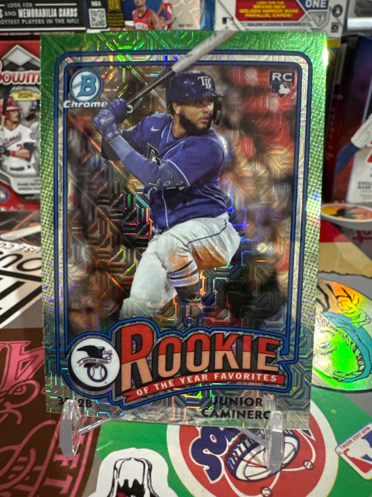 2024 Bowman Chrome ROY Favorites #ROY-8 Junior Caminero Mega Refractor.