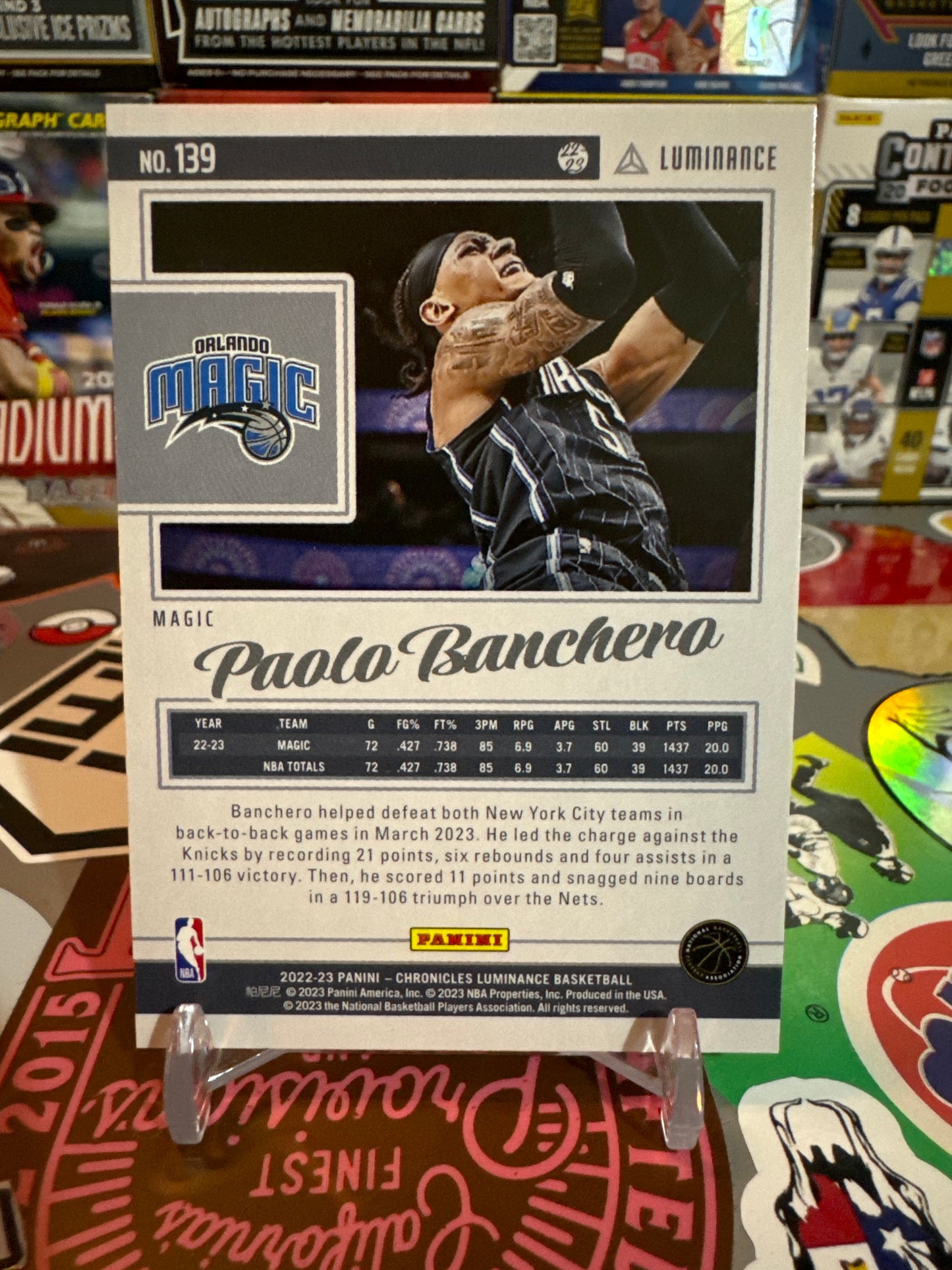 2022 Panini Chronicles Luminance #139 Paolo Banchero RC