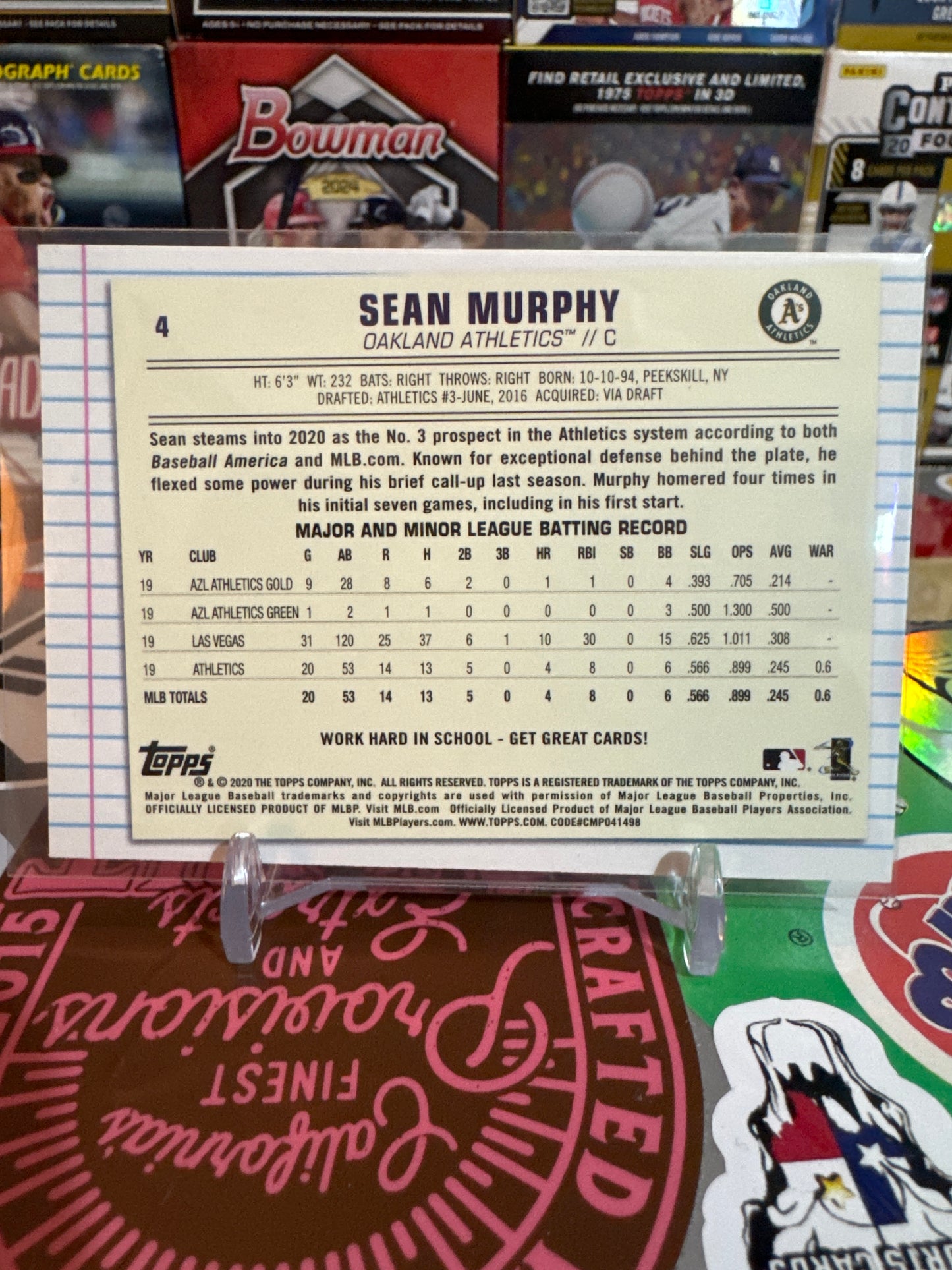 2020 Topps Topps of the class #4 Sean Murphy. RC