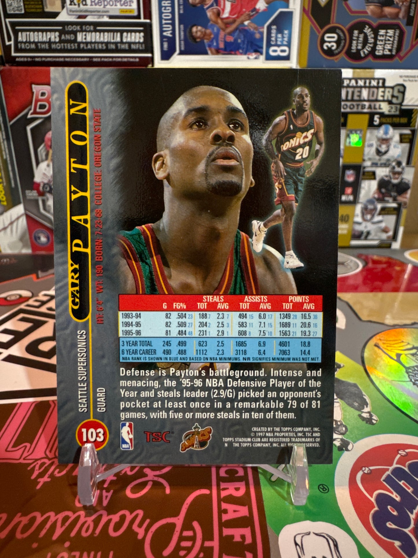 1996 Stadium club #103 Gary Payton- Members Only II