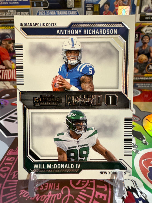 2023 Panini Contenders Round Numbers #1 Anthony Richardson/ Will McDonald IV RC