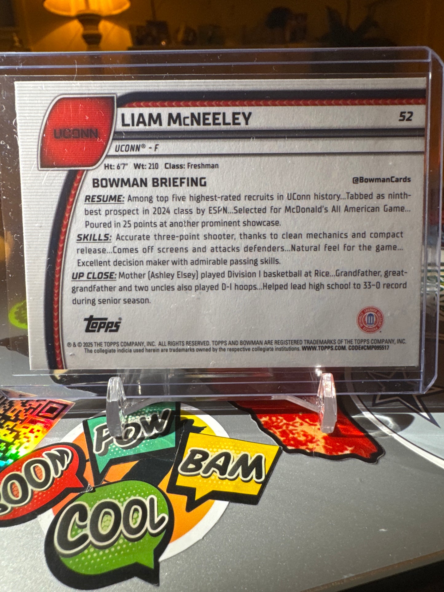 2024 Topps Bowman U #52 Liam McNeely- 1’st Bowman -Black Wave Parallel