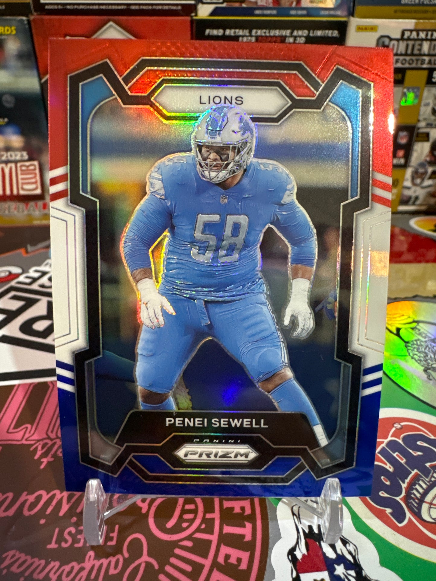 2023 Panini Priz #103 Penei Sewell- Red/White/Blue Parallel