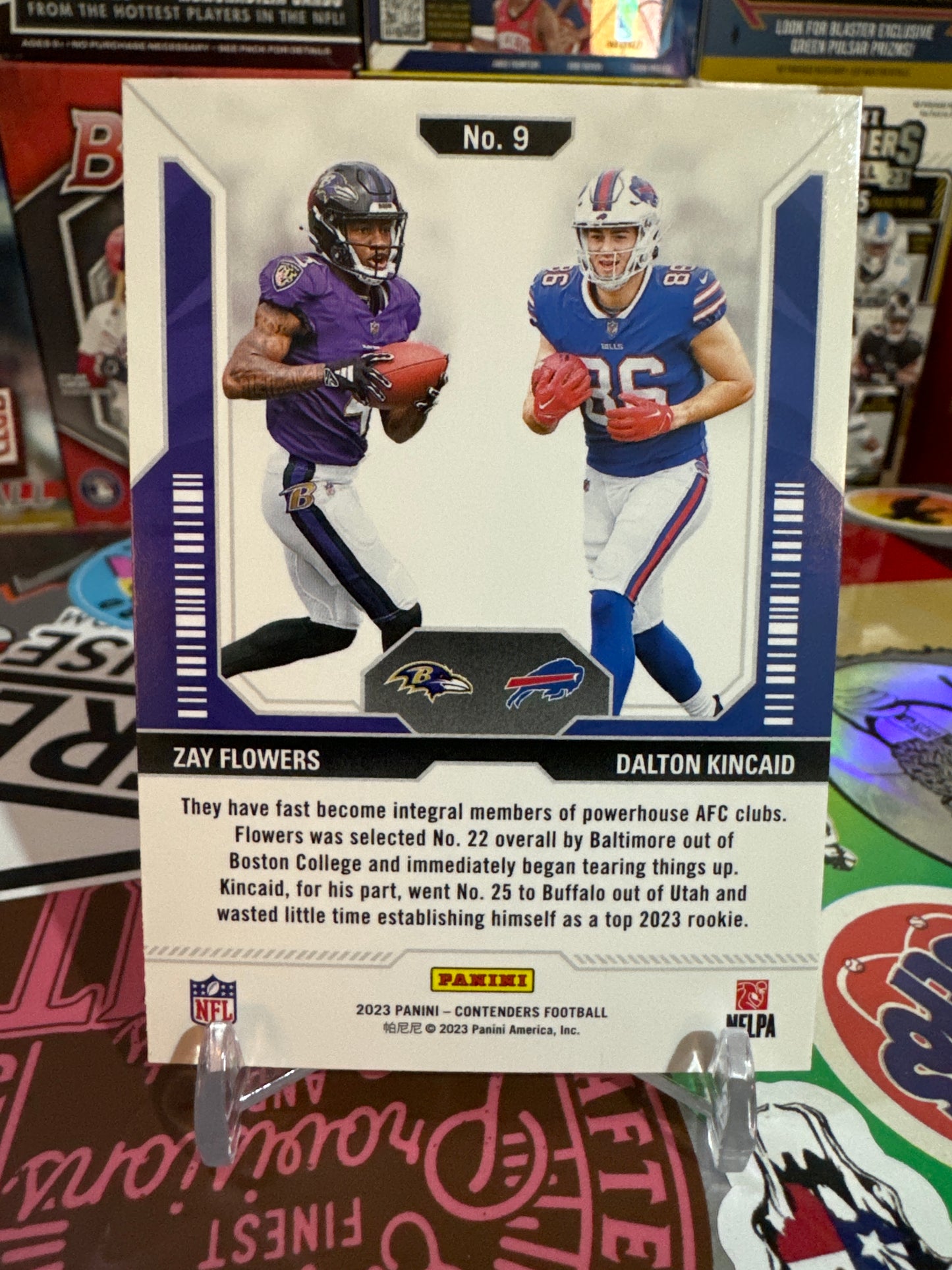 2023 Panini Contenders Round Numbers #9 Zay Flowers/ Dalton Kincaid RC