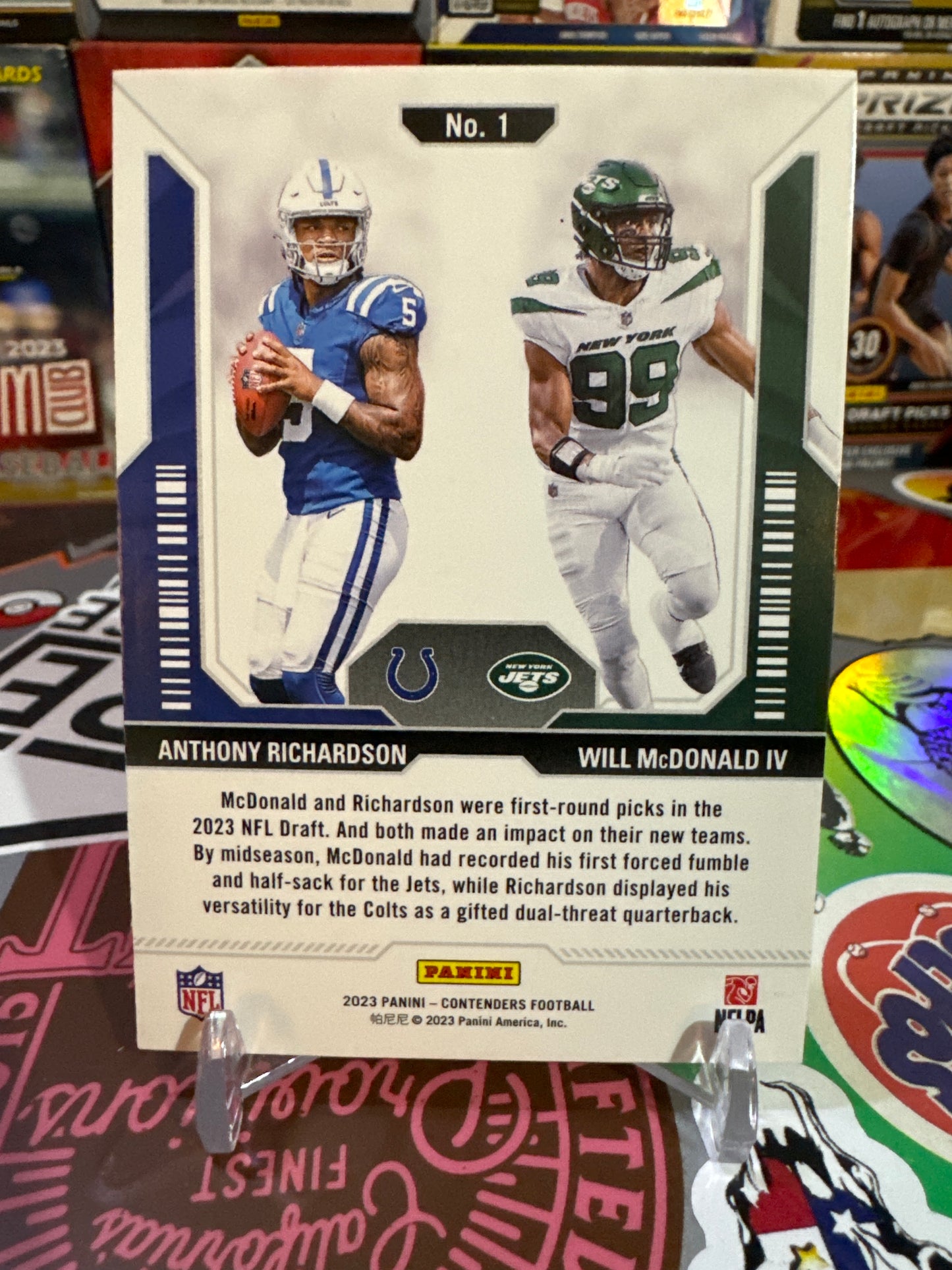 2023 Panini Contenders Round Numbers #1 Anthony Richardson/ Will McDonald IV RC